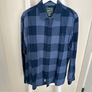 Woolrich Men's Flannel Checkered Navy and Light Blue Shirt Size XL